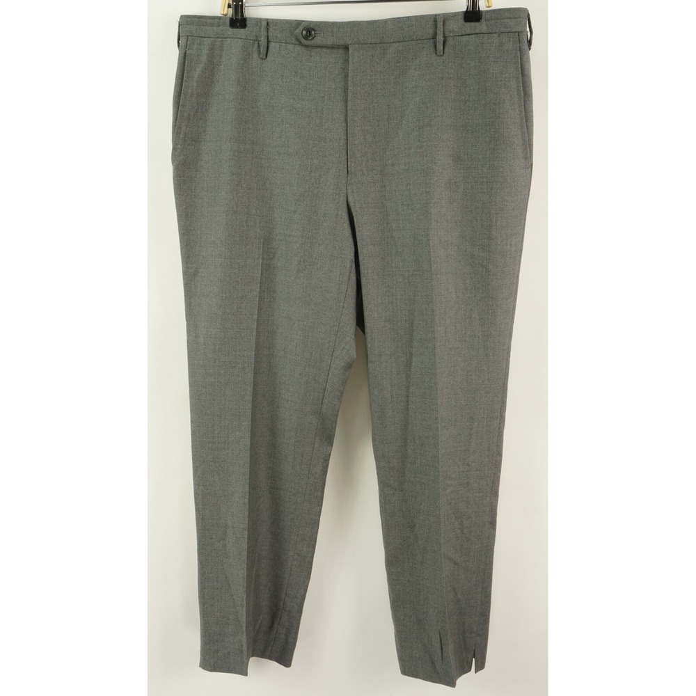 Carroll & Co Beverly Hills Mens 37 x 28 Gray Soft Twill Wool Flat Trouser Pants